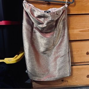 Strapless gold sparkling dress